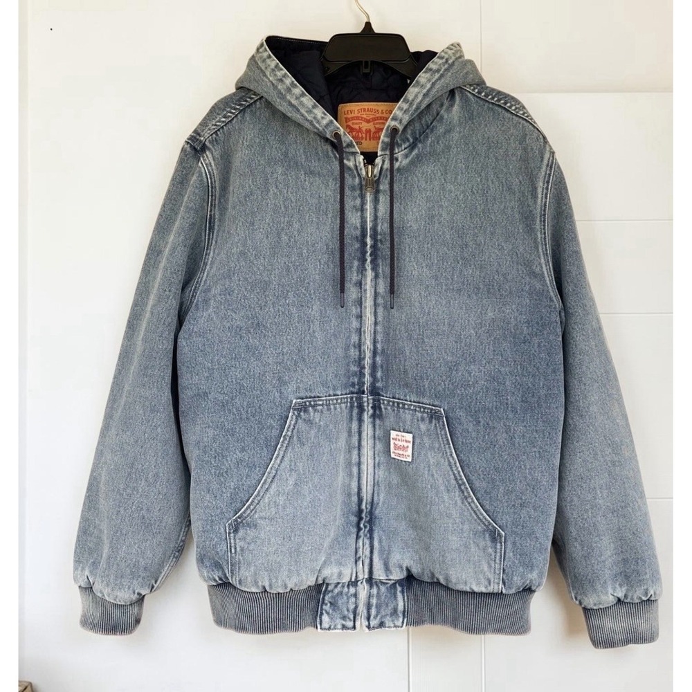 Levi's Workwear Potrero Blue Denim Full Zip Hooded Jacket Men's XL Quilt NWT